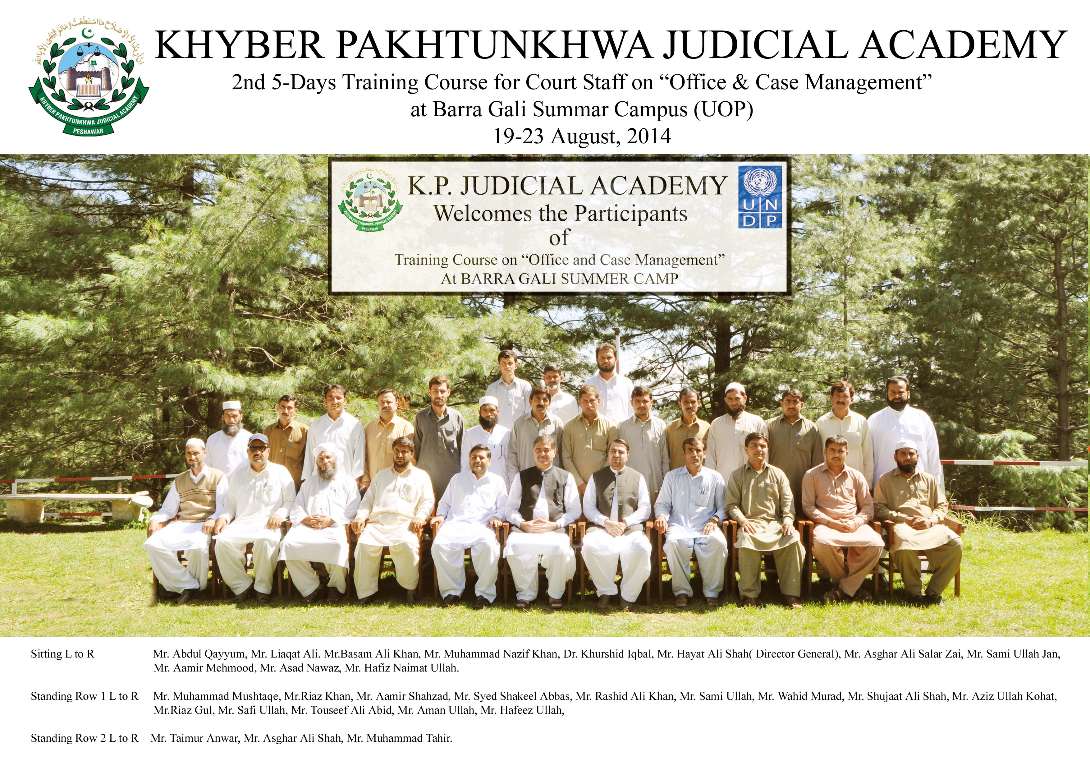 Second Training on Office Case Management for court staff concluded at Bara Gali | Khyber Pakhtunkhwa Judicial Academy, Peshawar, Pakistan
