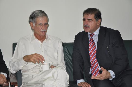 Chief Minister Khyber Pakhtunkhwa Mr. Parvez Khattak sharing views with DG KPJA Mr.Hayat Ali Shah